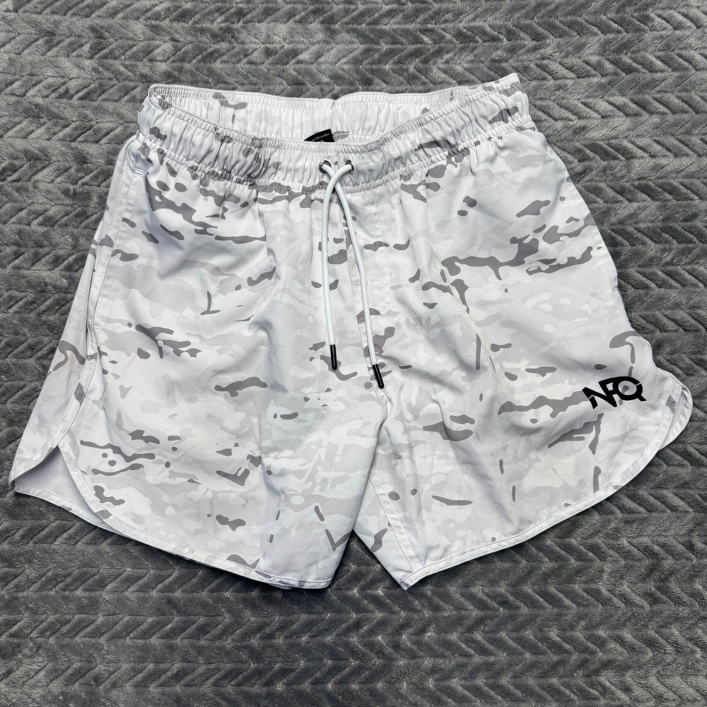 NFQ Never F***ing Quit Mens Training Shorts White Grey Camo Size: Medium (1422)